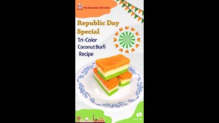 Tri Color Coconut Burfi recipe shorts [upl. by Sirromed658]