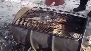 Outside Cooks at Hatchet Lake Denesuline 45th Annual Winter Carnival [upl. by Siuoleoj539]