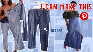 DIY jeans denim Maxi Skirt  Upcycle My Dream Pinterest Wardrobe [upl. by Fahland]