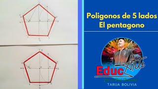 POLÍGONO DE CINCO LADOS EL PENTÁGONO DOS EJEMPLOS DADO SU LADO Y INSCRITO EN UN CÍRCULO [upl. by Medlin]