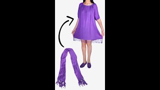 How to transform old scarf into a style dress easily Miarti 🧵✂️ [upl. by Aitnyc901]