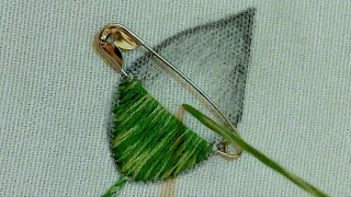 Amazing leaf hand embroidery design latest leaf hand embroidery using safety pin [upl. by Terri]