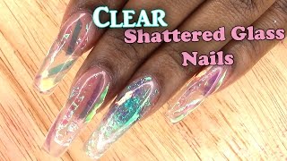 Acrylic Nails Tutorial  Clear Shattered Glass Nails  Encapsulated Nails  Full set  Nail Tips [upl. by Adolphus20]