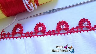 Easy Crochet Dupatta Lace Pattern ♥️ Tutorial ♥️ Qureshia Design New ♥️ Crosia Lace with Beads Moti [upl. by Boone]