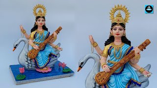 🪷सरस्वती माँ की मूर्ति को Colour और Decorate करना सिखेSaraswati idol making 2024 [upl. by Loos]