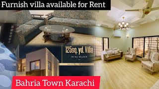 125sq yard luxury furnished villa tour  bahria Town karachi precinct 12  Aliblock villa Rent [upl. by Yran]