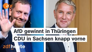 Landtagswahlen AfD gewinnt in Thüringen  Sachsen knappes Rennen zwischen CDU und AfD [upl. by Filberte]