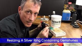 Resizing A Silver Ring Containing Gemstones  Using Thermo Gel  Jewelry Repairs [upl. by Ynor]