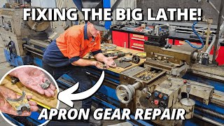 Kurtis BROKE The Big Lathe AGAIN 😅  Apron Gear Repair ⚙️🛠 [upl. by Yrian]