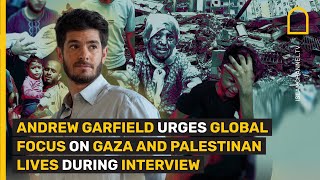 Andrew Garfield Urges Global Focus on Gaza and Palestinan Lives during Interview [upl. by Errised]