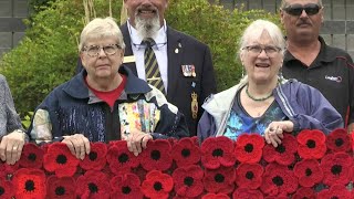 Seniors club unveils 10 foot poppy banner [upl. by Le]