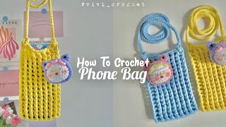 💛How To Crochet Phone Bag  Simple phone pouch💙 [upl. by Yrrad]