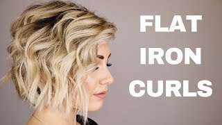 HOW TO CURL WITH A FLAT IRON  short hair [upl. by Ailegave]