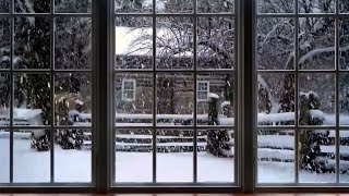 Cozy Winter Ambience  Winter Window Snow Scene Snow and Fireplace  ASMR [upl. by Banerjee]