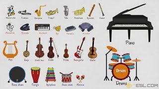 List of Musical Instruments  Learn Musical Instruments Names in English [upl. by Zuliram315]