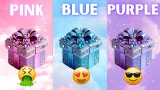 Choose your gift 🎁🥳💘🤢3 gift box challenge2 good vs 1 bad Pink Blue amp Purple chooseyourgift [upl. by Supple]