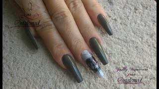 Ongle en gel quotRemplissage vert armé et water decal avec ONGLEMODquot [upl. by Inesita]