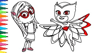 PJ MASKS ⚡ Colorea a AMAYA 🦉 BUHITA ⚡ Dibujos para niños [upl. by Appel]