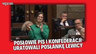 PiS w radości po głosowaniu w Sejmie Posłanka Lewicy bije brawo [upl. by Nylassej254]