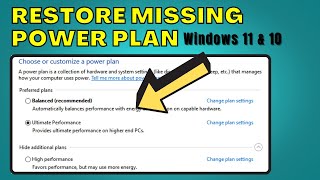 🔥How to Enable Missing HighPerformance Plan on Windows 1011 in 2023  Restore Power Plan [upl. by Neram987]