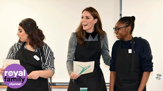 Duchess of Cambridge shows off lino printing skills [upl. by Noeruat]