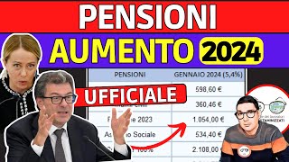 UFFICIALE TABELLA AUMENTO PENSIONI 2024 📈 TUTTI I NUOVI IMPORTI da GENNAIO  AUMENTI MINIME INVALIDI [upl. by Reiser]