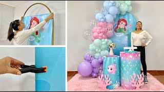 Como hacer un Arco de Globos  🎉 Decoración Sirenita 🎉  Mermaid Theme Balloon Decoration [upl. by Derf]