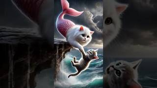 Cat Helps Poor Kitten😹❤️ cat mermaid ai catlover [upl. by Cleon]