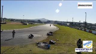 Huge Bike Racing Crash at Killarney International Raceway [upl. by Swetiana]