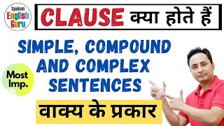 Simple Compound and Complex Sentences  Clauses in English Grammar  Types of Sentences PART 2 [upl. by Aicertal]