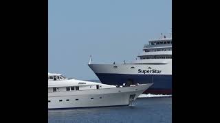 Superstar Ferry Passes Fantasia Yacht yacht motoryacht superyacht ferry skiathos superjet [upl. by Melamed]