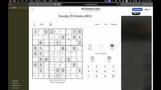 Washington Post Sudoku ✦ October 15 2024 ✦ Medium [upl. by Heffron]