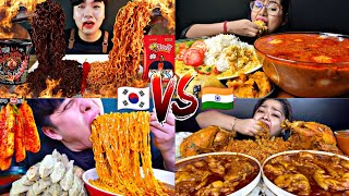 SPICIEST KOREAN FOOD VS SPICIEST INDIAN FOOD  Extreme Spicy Battle Mukbang  🌶️🥵🔥🔥🔥 [upl. by Johnath]