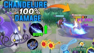 CHANDELURE NEW ONE SHOT DAMAGE BUILD FOR FLAME CHARGE 100 BRUTAL DAMAGE  POKEMON UNITE [upl. by Notfilc]