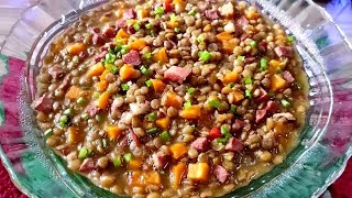 LENTILHA COZIDA COM CALABRESA E BACON [upl. by Aillicsirp]