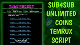 Sub4Sub unlimited coins Temrux Script  Sub4Sub Pro unlimited coins Termux Script 😈🔥 tuberocket [upl. by Anawit]