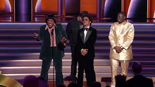 SILK SONIC Wins Record Of The Year For “LEAVE THE DOOR OPEN”  2022 GRAMMYs Acceptance Speech [upl. by Dex]