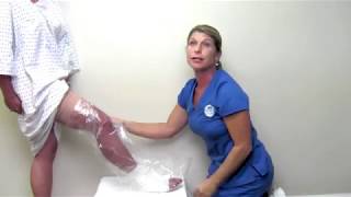 How to keep a leg cast wound dressing or drain dry with the SHOWER BOOT [upl. by Robers]