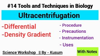 Ultracentrifugation Density Gradient and Differential Instrumentation  Uses Procedure By Kusum [upl. by Schug]