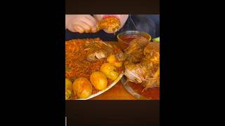 Schezwan rice with whole chicken curry and egg fry mukbang bigbiteschallenge chickensatay [upl. by Budworth691]