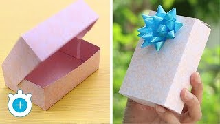 How to make a paper gift box with lid  Easy  LampZoom [upl. by Lorusso]