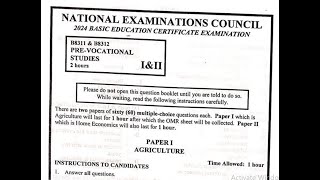 2024 BECE Junior Waec Prevocational Studies Paper 1 Agriculture Questions 1  30 [upl. by Ellynn926]