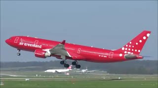 RARE Air Greenland A330 takeoff at Zurich Airport  27092014 [upl. by Ahsaei]