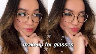 everyday makeup for glasses ✰  eyewear haul [upl. by Mahtal]