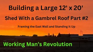 Building a Large Shed with Gambrel Roof Part 2 Framing the East Wall and Standing it up [upl. by Billi234]