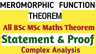 Meromorphic Function Theorem Complex Analysisug pg mathematicsBSc MSc Maths Mathematics [upl. by Ecirtnom]