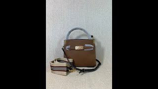 Tory Burch Tigers Eye Pebbled Leather Lee Radziwill Petite Double Bag [upl. by Garbers]