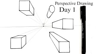 perspective Drawing Day 1 one point perspective  Basic fundamentals [upl. by Simsar]