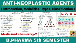 Anti Neoplastic  Introduction Modality Types Classification  L7Unit1  Medicinal chemistry 2 [upl. by Anurb]