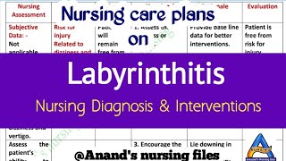 Labyrinthitis nursing care plansNcp on Labyrinthitis [upl. by Irisa498]